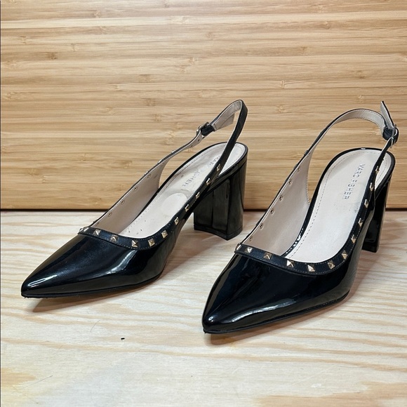 Marc Fisher Black Slingback Heels with Gold Studs side 8 - Picture 1 of 6